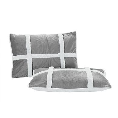 Elegant Comfort 3-piece Stripe Micro-suede Reversible Sherpa Comforter Set