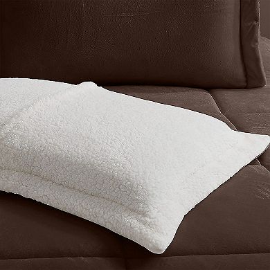 Elegant Comfort 3-piece Micro-suede Reversible Micromink Sherpa Solid Comforter Set