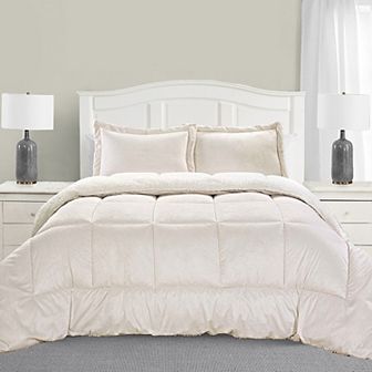 Elegant Comfort 3 pc Micro-suede Reversible Micromink Sherpa Solid Comforter Set