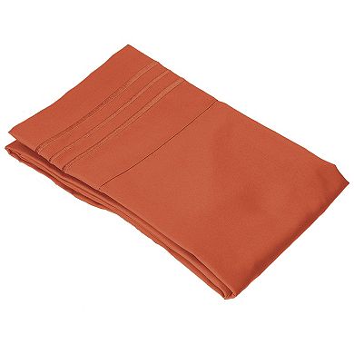 Elegant Comfort Luxury Soft Body Pillowcase - 1 Piece - Three Line Embroidered Solid