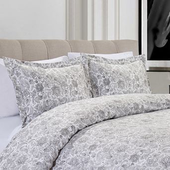Elegant Comfort 3 pc Paisley Printed Duvet Cover Set With Shams