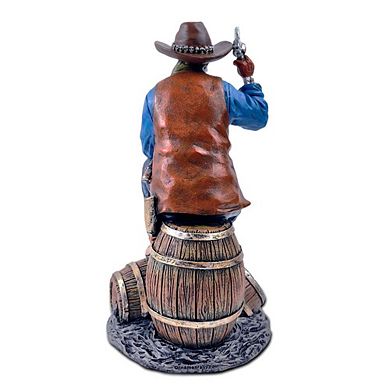 Western Skeleton Gunslinger Statue Figurine, 10" Gothic Cowboy Wild West Home Decor