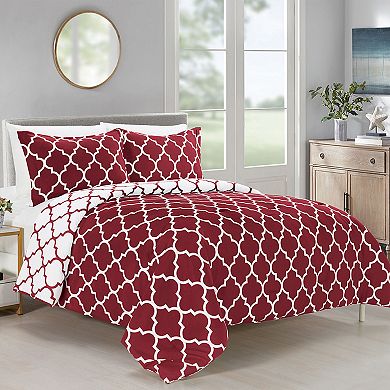 Elegant Comfort 3-piece Moroccan Trellis Reversible Comforter Set