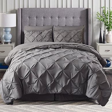Elegant Comfort 8-pc Pintuck Pinch Comforter Set - Includes 4-pc Sheet Set With Sided Storage Pocket