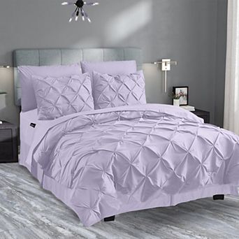 Elegant Comfort 8 pc Pintuck Pinch Comforter Set - Includes 4 pc Sheet Set With Sided Storage Pocket