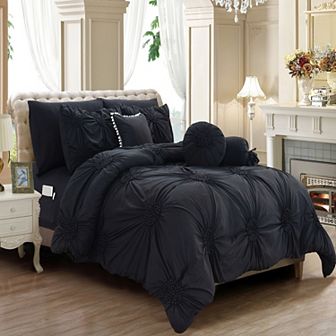 Elegant Comfort 10 pc Sunflower Comforter Set - Includes 6 pc Sheet Set With Sided Storage Pockets