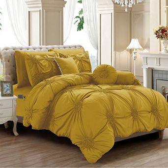 Elegant Comfort 10 pc Sunflower Comforter Set - Includes 6 pc Sheet Set With Sided Storage Pockets