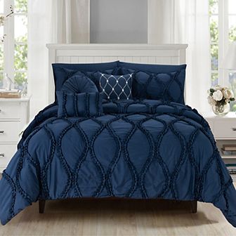 Elegant Comfort 10 pc Infinity Design Comforter Set Include 6 pc Sheet Set With Sided Storage Pocket