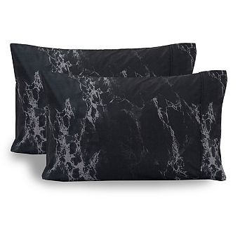 Elegant Comfort Luxury Soft Marble Printed Pattern Set Of 2 Pillowcases