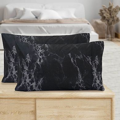 Elegant Comfort Luxury Soft Marble Printed Pattern Set Of 2 Pillowcases