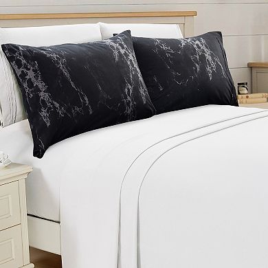 Elegant Comfort Luxury Soft Marble Printed Pattern Set Of 2 Pillowcases