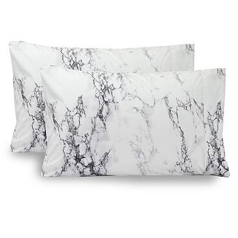 Elegant Comfort Luxury Soft Marble Printed Pattern Set Of 2 Pillowcases