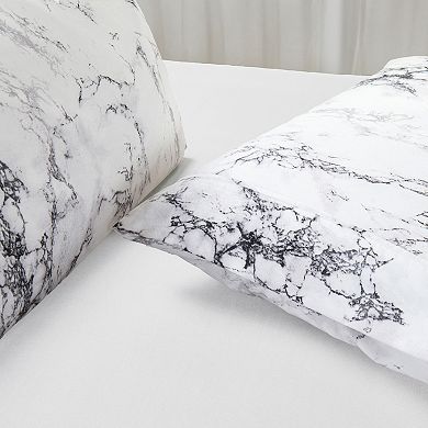 Elegant Comfort Luxury Soft Marble Printed Pattern Set Of 2 Pillowcases