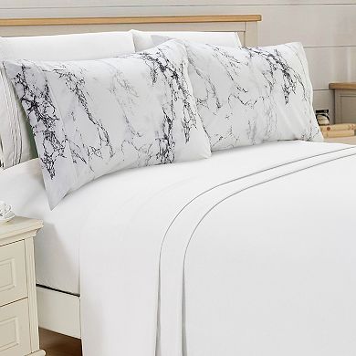 Elegant Comfort Luxury Soft Marble Printed Pattern Set Of 2 Pillowcases