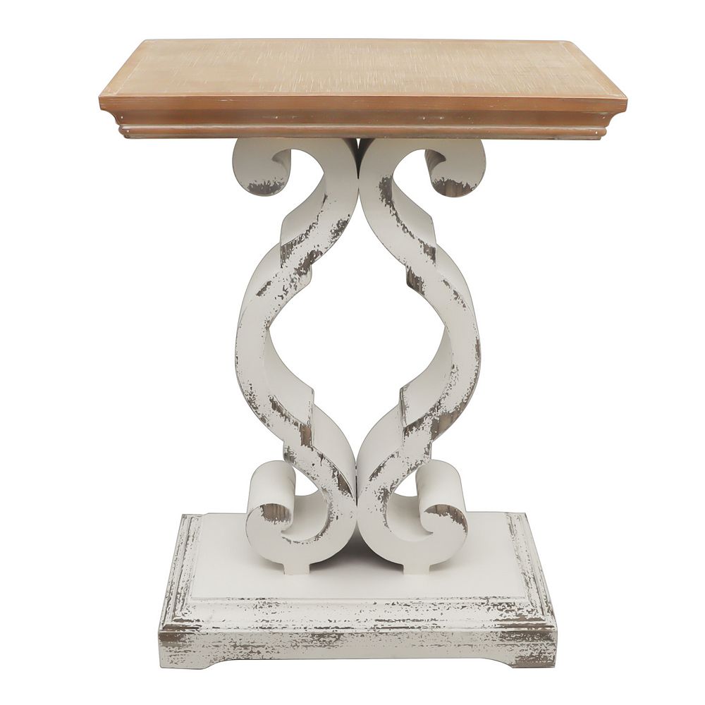 Parisloft Rustic Wood Rectangle End Table with Natural Wood Top and ...