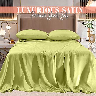 Elegant Comfort 4-Piece Luxury Silky Soft Satin Bed Sheet Set