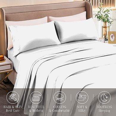 Elegant Comfort 4-Piece Luxury Silky Soft Satin Bed Sheet Set