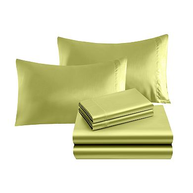 Elegant Comfort 4-Piece Luxury Silky Soft Satin Bed Sheet Set