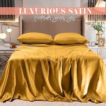 Elegant Comfort 4 pc Luxury Silky Soft Satin Bed Sheet Set