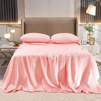 Elegant Comfort 4 pc Luxury Silky Soft Satin Bed Sheet Set
