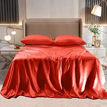 Elegant Comfort 4 pc Luxury Silky Soft Satin Bed Sheet Set