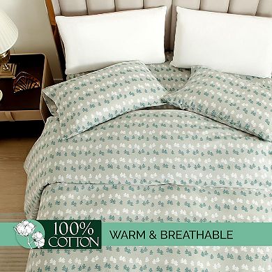 Elegant Comfort 4-Piece Holiday Flannel Sheet Set - 100% Turkish Cotton