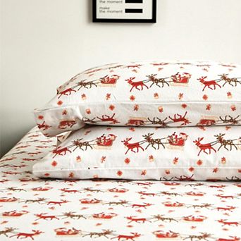 Elegant Comfort 4 pc Holiday Flannel Sheet Set - 100% Turkish Cotton