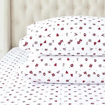 Elegant Comfort 4 pc Holiday Flannel Sheet Set - 100% Turkish Cotton