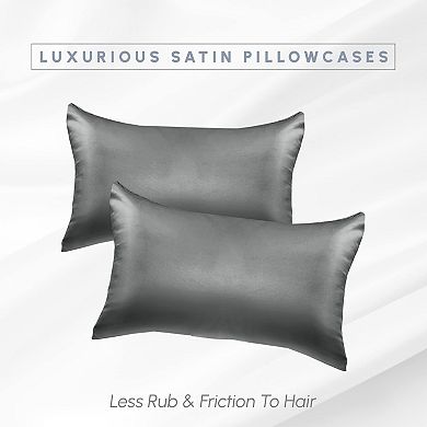 Elegant Comfort Luxury Soft Set Of 2 Silky Satin Pillowcases