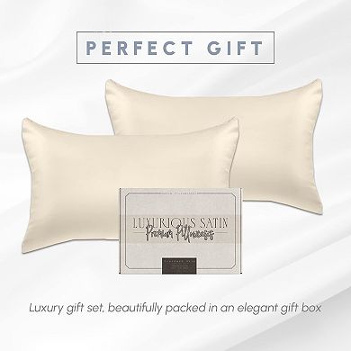 Elegant Comfort Luxury Soft Set Of 2 Silky Satin Pillowcases