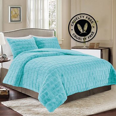 Elegant Comfort Ultra Soft Fluffy 3-piece Faux Fur Comforter Set All Season Warm Down Alternative