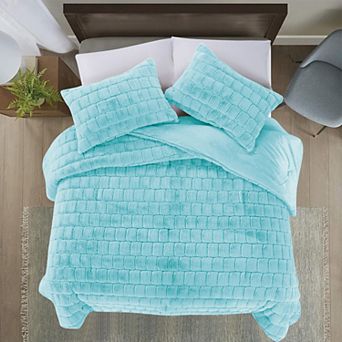 Elegant Comfort Ultra Soft Fluffy 3 pc Faux Fur Comforter Set All Season Warm Down Alternative