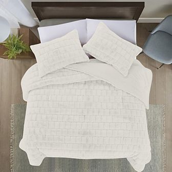 Elegant Comfort Ultra Soft Fluffy 3 pc Faux Fur Comforter Set All Season Warm Down Alternative