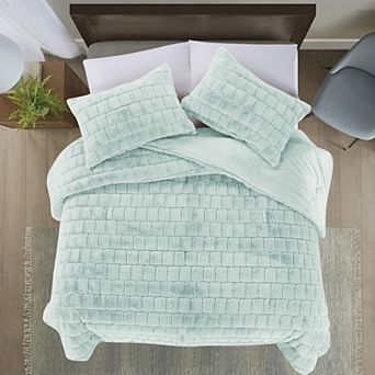 Elegant Comfort Ultra Soft Fluffy 3 pc Faux Fur Comforter Set All Season Warm Down Alternative