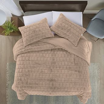 Elegant Comfort Ultra Soft Fluffy 3 pc Faux Fur Comforter Set All Season Warm Down Alternative