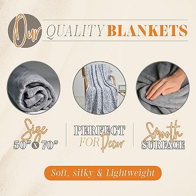 Elegant Comfort Decorative Flannel Fleece Throw Blanket 50x70