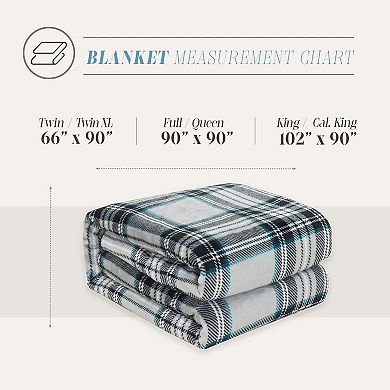 Elegant Comfort Plaid Pattern Printed Velvet Plush Fleece Blanket