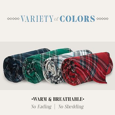 Elegant Comfort Plaid Pattern Printed Velvet Plush Fleece Blanket
