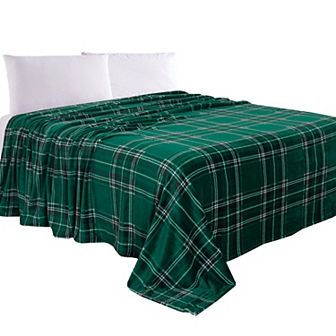 Elegant Comfort Plaid Pattern Printed Velvet Plush Fleece Blanket
