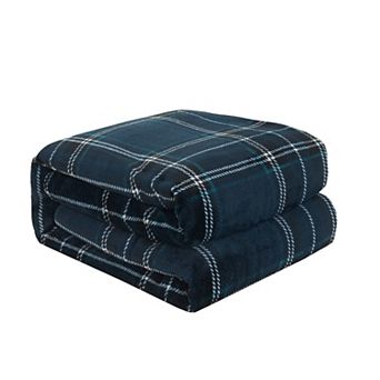 Elegant Comfort Plaid Pattern Printed Velvet Plush Fleece Blanket