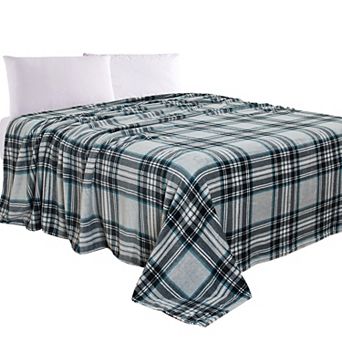 Elegant Comfort Plaid Pattern Printed Velvet Plush Fleece Blanket