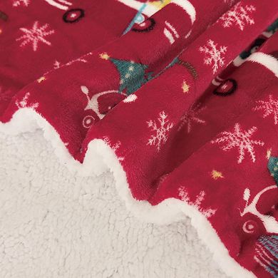 Elegant Comfort Christmas Sherpa Throw With Flannel Fleece - 50 X 60