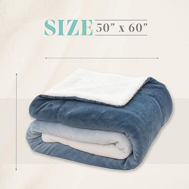 Elegant Comfort Ombre Printed Velvet Touch Sherpa Throw