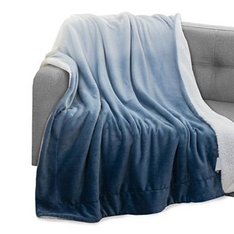 Elegant Comfort Ombre Printed Velvet Touch Sherpa Throw