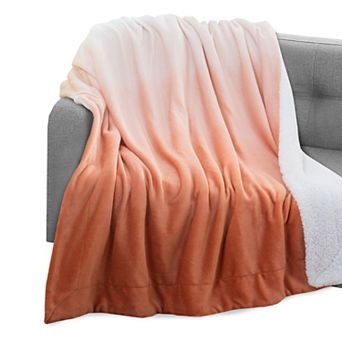 Elegant Comfort Ombre Printed Velvet Touch Sherpa Throw