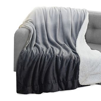 Elegant Comfort Ombre Printed Velvet Touch Sherpa Throw
