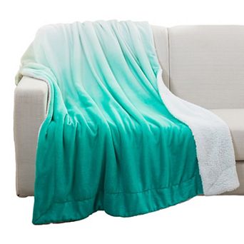 Elegant Comfort Ombre Printed Velvet Touch Sherpa Throw