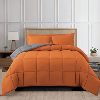 Elegant Comfort Reversible 3 pc Box Stitched Comforter & Shams Duvet Insert With 4 Corner Tabs