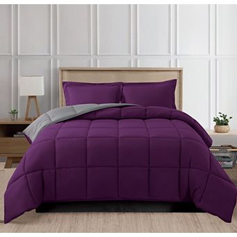 Elegant Comfort Reversible 3 pc Box Stitched Comforter & Shams Duvet Insert With 4 Corner Tabs