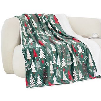 Elegant Comfort Christmas Sherpa Throw With Flannel Fleece - 50 X 60